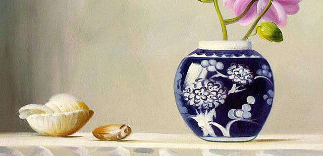 0B 《高贵兰花》 当代油画家 王露露 花卉写实油画